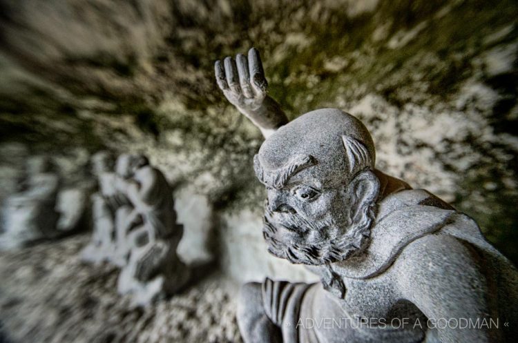 A row of sacred status at the Golgulsa Temple in South Korea