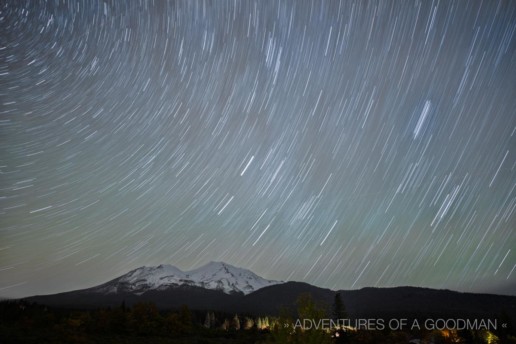 A 22 minute exposure of the night sky above Mt. Shasta