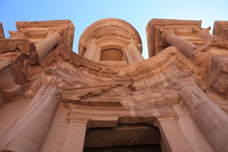 In July, we were finally able to cross Petra off our bucket list. We were understandably blown away by its grandeur and mystique, but we were also disappointed at the vast amounts of trash and graffiti that we felt ruined the ruins. The only way we could avoid the disappointment was to look up, above the reach of spray paint... Here's an upward view of the Monastery.