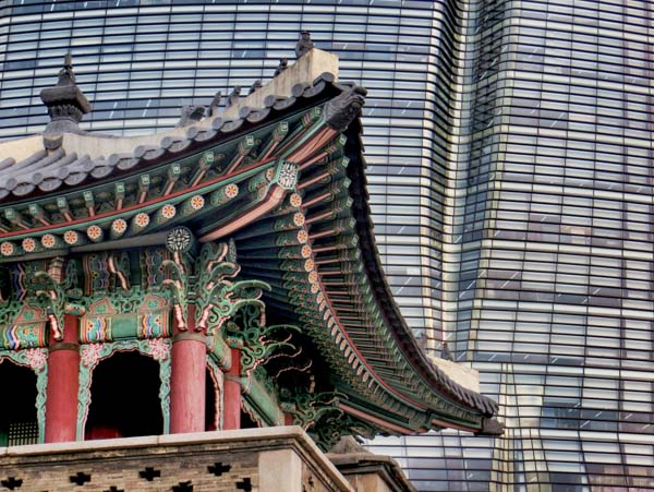 Gyeongbokgung Palace - one of Seoul's oldest and most traditional landmarks - is surrounded by modern skyscrapers