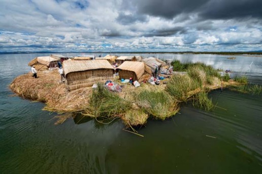 Uros floating islands in Lake Titicaca