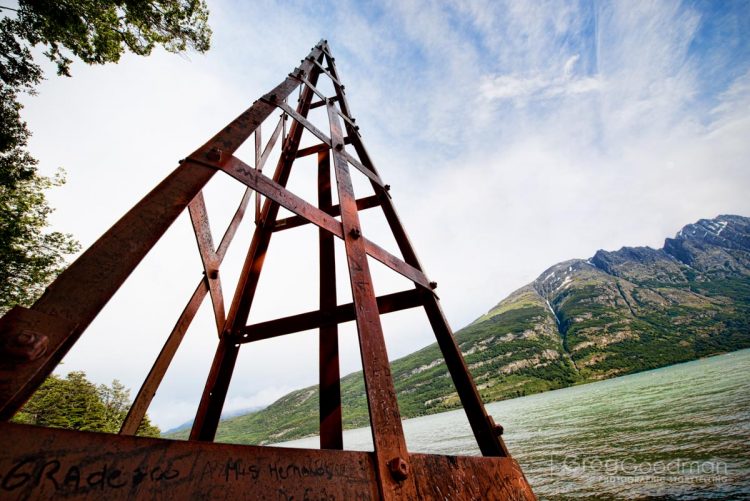 The international border between Chile and Argentina in Tierra del Fuego, Patagonia