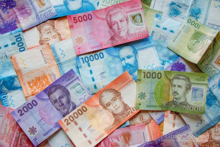 Chilean Pesos are valued at 500 to $1 — (as of 2014)