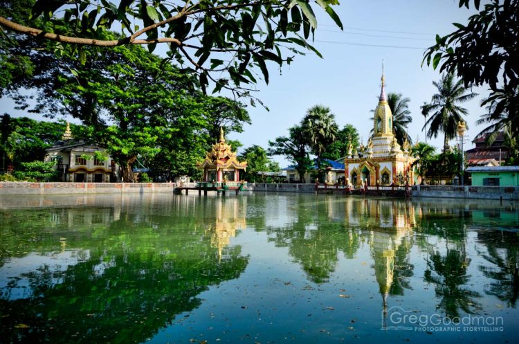 Temples inside Dala's Alaikyaung Pariyatti Monastery.