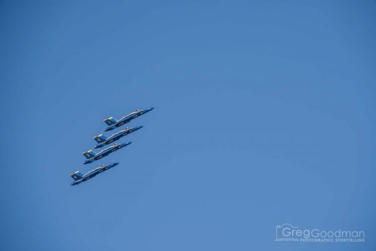 The Blue Angels fly during Fleet Week in San Francisco, CA
