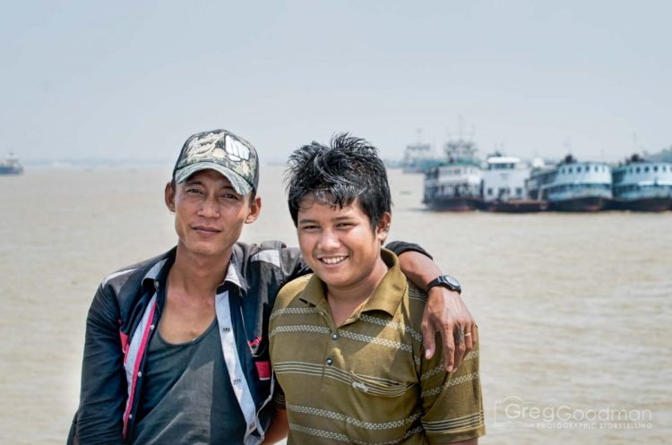 Koko and Myo. Trishaw drivers in Dala, Myanmar