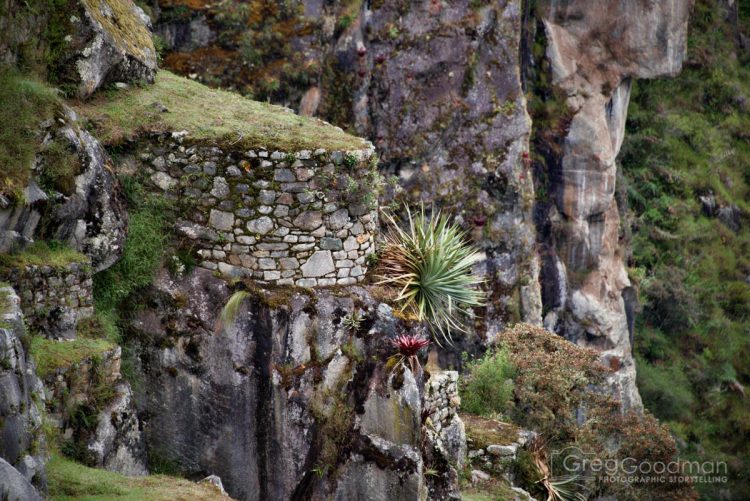 Much of Machu Picchu is situated on the side of a cliff.