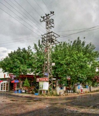 Rural intersection in Tlos, Turkey