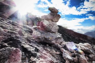 Stacks of rocks are often used as an offering to the Apu gods of the Peruvian mountains.