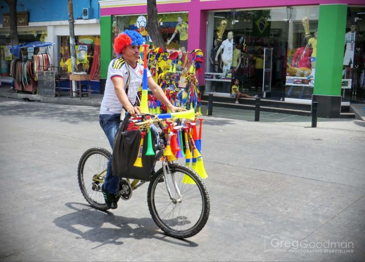 A mobile World Cup swag vendor.