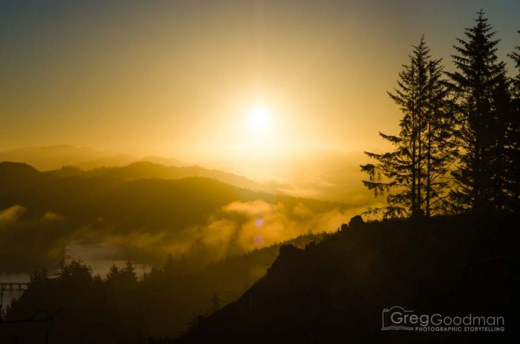 Sunrise over the Smith River in Oregon