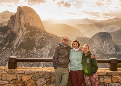Me, Carrie and Lauren enjoy sunrise at Glacier Point