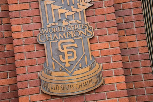 This plaque on the outer walls of AT&T Park commemorates the SF Giants 2010 World Series victory