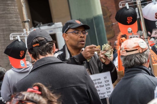 Fans lined up to buy programs, scorecards and all sorts of other SF Giants merchandise on Opening Day