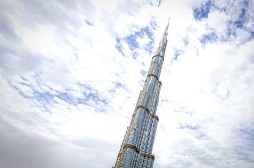 The top spire of Dubai's Burj Khalifa tower literally kisses the sky