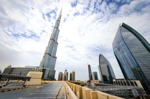 The rooftop of the Dubai Mall parking lot is a wonderful and free place to get unique photos of the Burj Khalifa