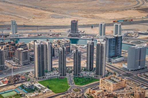 The entire area beyond Downtown Dubai and the Burj Khalifa remains an active construction project