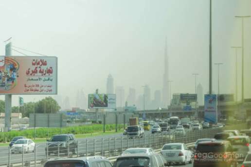 The Burj Khalifa can be seen (and photographed) from pretty much every highway leading into Dubai