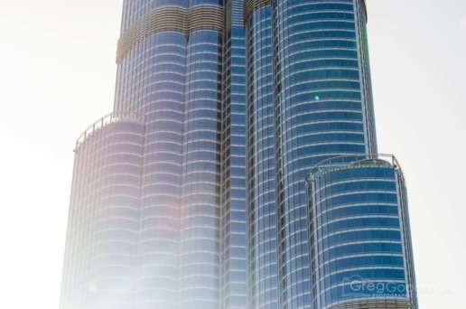 Sunset behind the Burj Khalifa in Dubai, United Arab Emirates