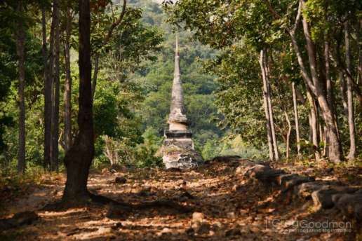 Wat Chedi Ngam is shrouded in the forest outside the walls of old Sukhothai