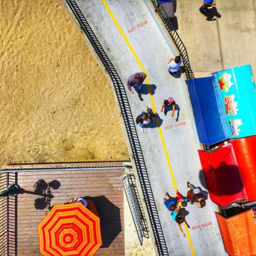 Riding a gondola above the Santa Cruz Beach Boardwalk