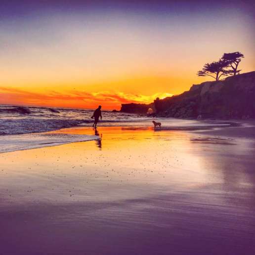 Sunset on the beach in Santa Cruz