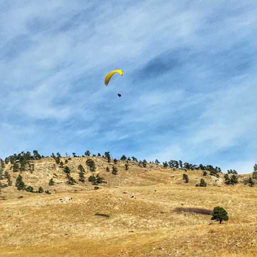 A paraglider in Boulder, CO