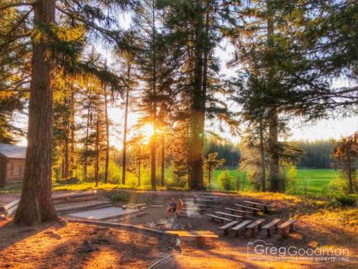Sunset at Camp Paxon next to Seeley Lake