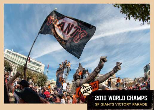 1953 Topps - The celebration in San Francisco after the Giants won the World Series in 2010